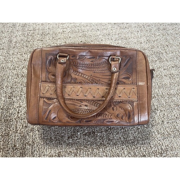 Force Ten Vintage Leather Hand Tooled Handbag - Picture 3 of 8